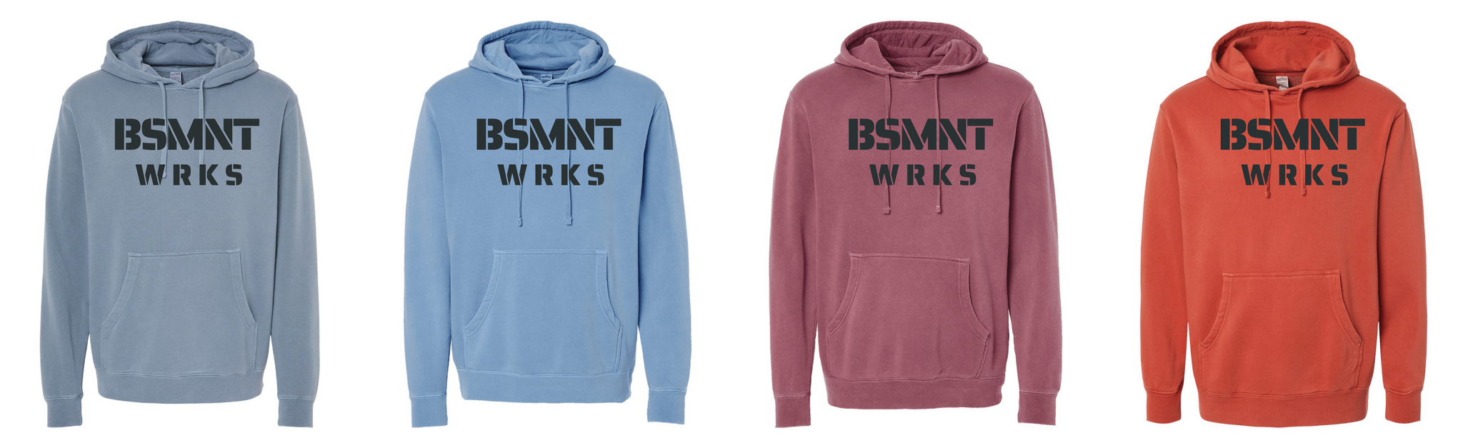 BSMNT WRKS Custom Pigment Dyed Hoodies for Spirit Wear Program